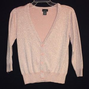 Light pink/ glitter cardigan.